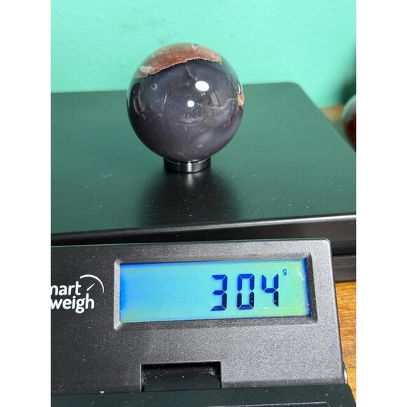 Natural Football Volcano Agate Sphere UVs Healing Crystal Stone 60.4mm 304g - Picture 11 of 15